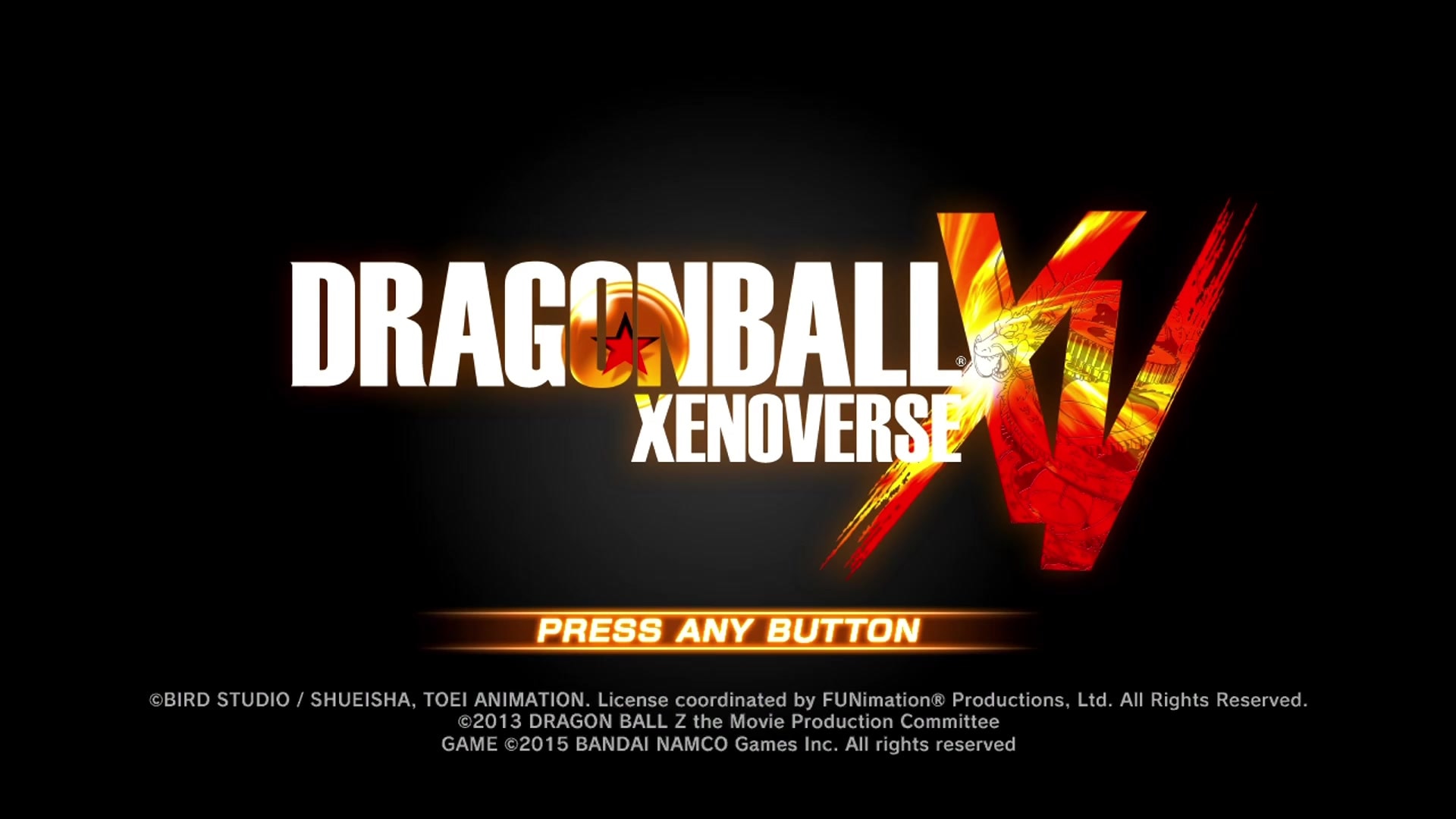 Dragon Ball Xenoverse title screen for Xbox 360